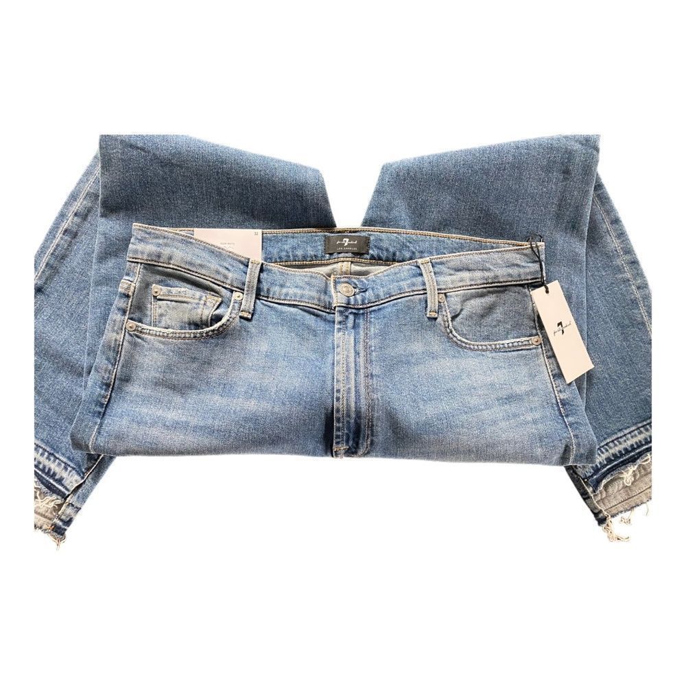 7 For All Mankind Women's Blue Step Hem Crop Denim Skinny Jeans Size 32 NWT - Picture 11 of 15